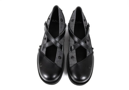 LIMI feu 25SS Leather Detachable Leg Black Grey Sneakers Size 26CM