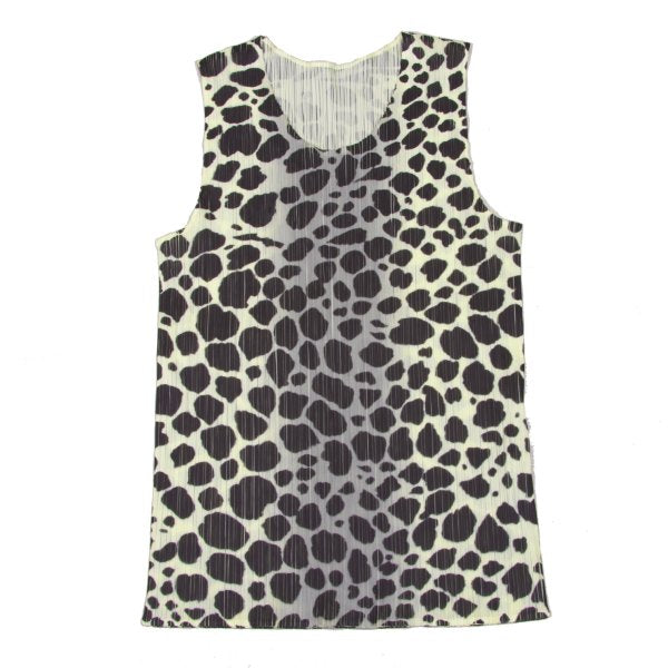 PLEATS PLEASE Animal Print Tank Top Cream Khaki Size F
