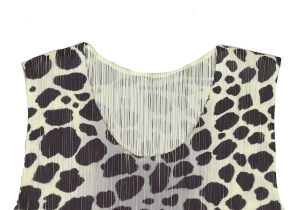PLEATS PLEASE Animal Print Tank Top Cream Khaki Size F