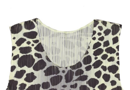 PLEATS PLEASE Animal Print Tank Top Cream Khaki Size F