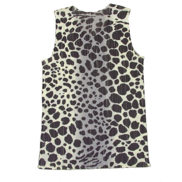 PLEATS PLEASE Animal Print Tank Top Cream Khaki Size F