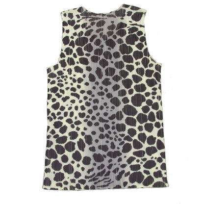 PLEATS PLEASE Animal Print Tank Top Cream Khaki Size F
