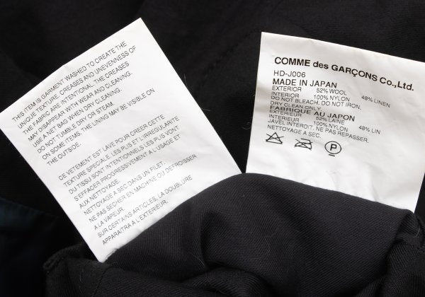 COMME des GARCONS HOMME Wool Linen Jacket Black Size XS