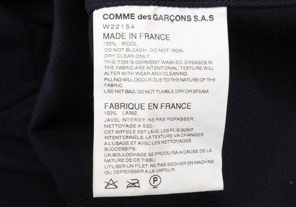COMME des GARCONS SHIRT Wool Peaked Lapel Jacket Navy Size S