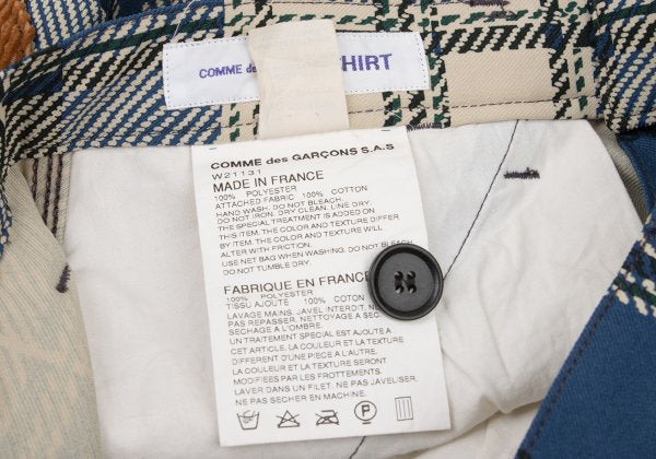 COMME des GARCONS SHIRT Poly Check Pants Blue Size S