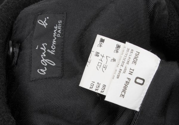 agnes b. homme Wool Blend Pile Stand Collar Jacket Black