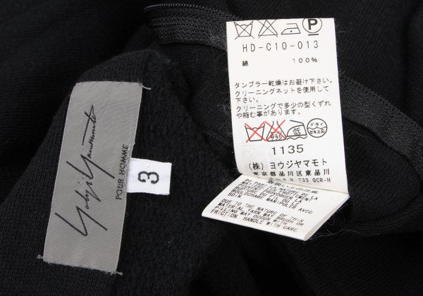 Yohji Yamamoto POUR HOMME 12AW Cotton Mantle Black Sweatshirt Size 3