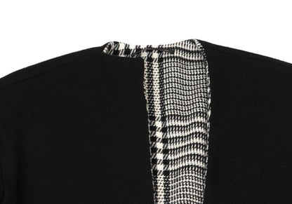 Y's 21AW Reversible Glen Check Collarless Black White Coat Size 1