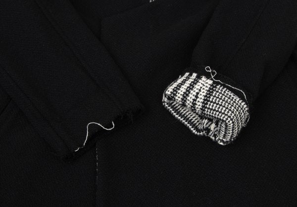Y's 21AW Reversible Glen Check Collarless Black White Coat Size 1