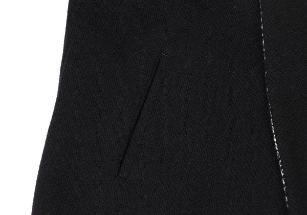Y's 21AW Reversible Glen Check Collarless Black White Coat Size 1