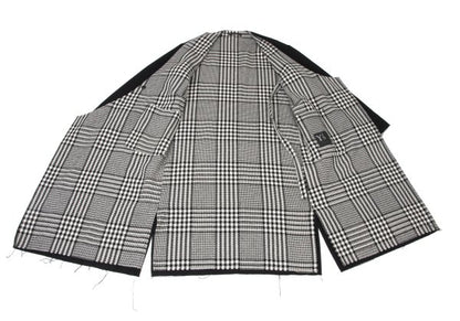Y's 21AW Reversible Glen Check Collarless Black White Coat Size 1