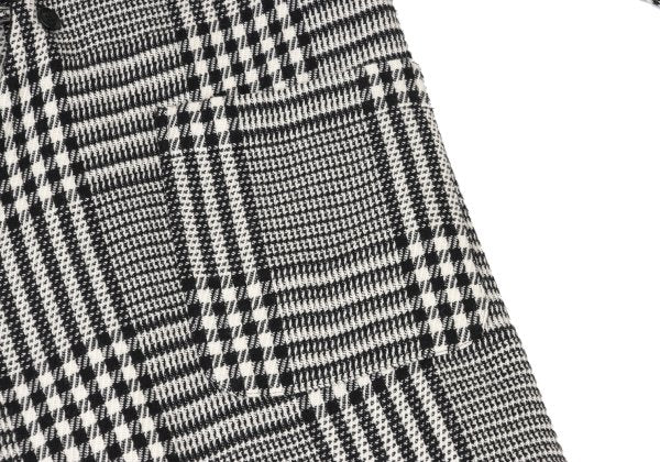 Y's 21AW Reversible Glen Check Collarless Black White Coat Size 1