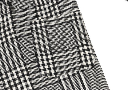 Y's 21AW Reversible Glen Check Collarless Black White Coat Size 1