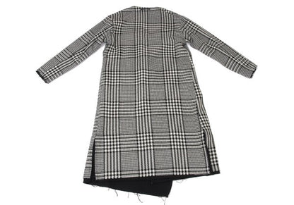 Y's 21AW Reversible Glen Check Collarless Black White Coat Size 1