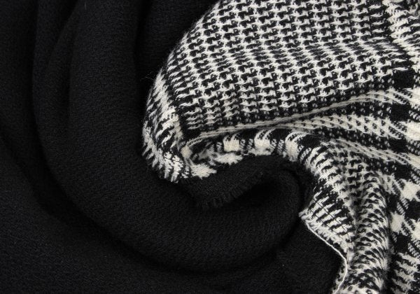 Y's 21AW Reversible Glen Check Collarless Black White Coat Size 1