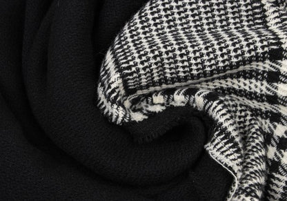 Y's 21AW Reversible Glen Check Collarless Black White Coat Size 1