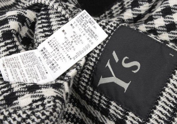 Y's 21AW Reversible Glen Check Collarless Black White Coat Size 1