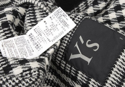 Y's 21AW Reversible Glen Check Collarless Black White Coat Size 1