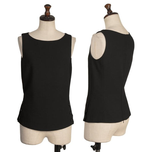 EMPORIO ARMANI Wool Hem Button Tank Top Black Size 36