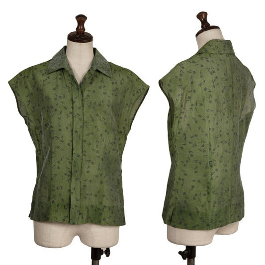 K OF KRIZIA Linen Blend Floral Sleeveless Blouse Size 40