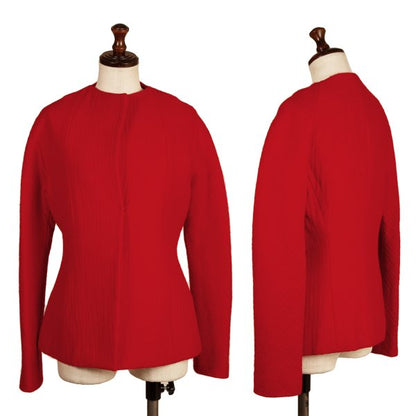 DKNY DONNA KARAN Wool Hook Collarless Jacket Red Size 36
