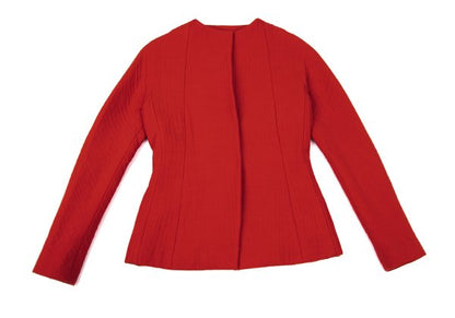 DKNY DONNA KARAN Wool Hook Collarless Jacket Red Size 36