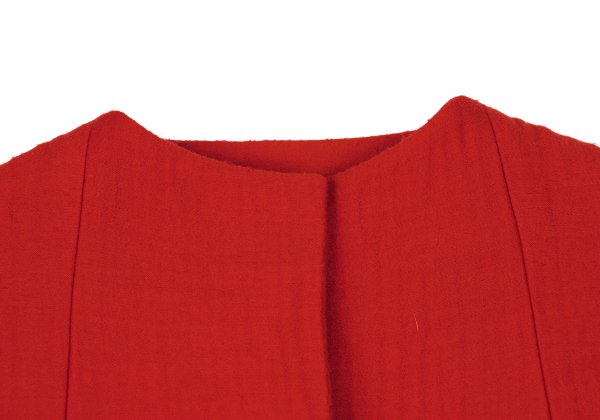 DKNY DONNA KARAN Wool Hook Collarless Jacket Red Size 36