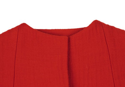 DKNY DONNA KARAN Wool Hook Collarless Jacket Red Size 36