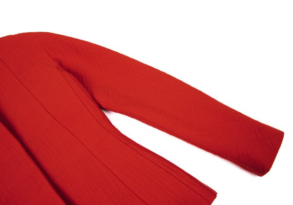 DKNY DONNA KARAN Wool Hook Collarless Jacket Red Size 36