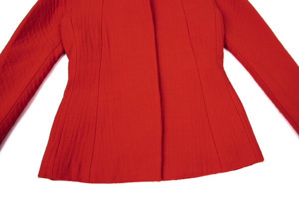 DKNY DONNA KARAN Wool Hook Collarless Jacket Red Size 36
