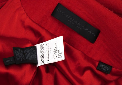 DKNY DONNA KARAN Wool Hook Collarless Jacket Red Size 36