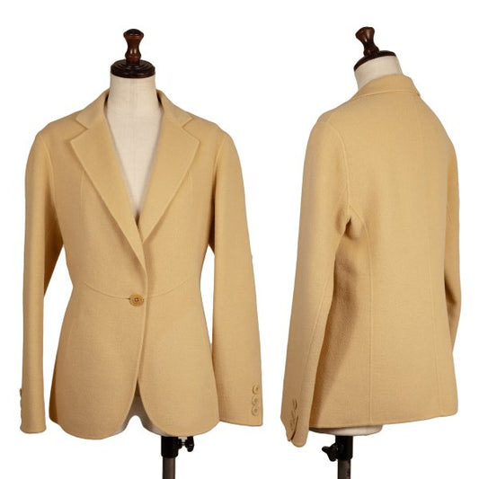 DKNY Angora Blend Panel Wool Jacket Beige Size 2