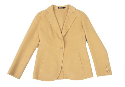 DKNY Angora Blend Panel Wool Jacket Beige Size 2