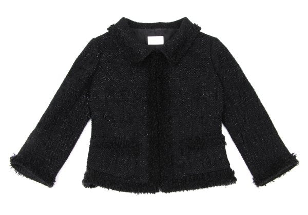 Harrods Fringe Taping Lame Tweed Jacket Black Size 2