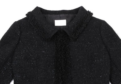 Harrods Fringe Taping Lame Tweed Jacket Black Size 2