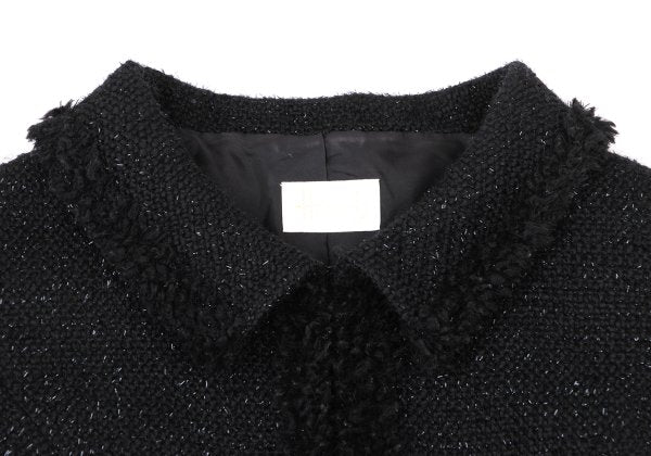 Harrods Fringe Taping Lame Tweed Jacket Black Size 2