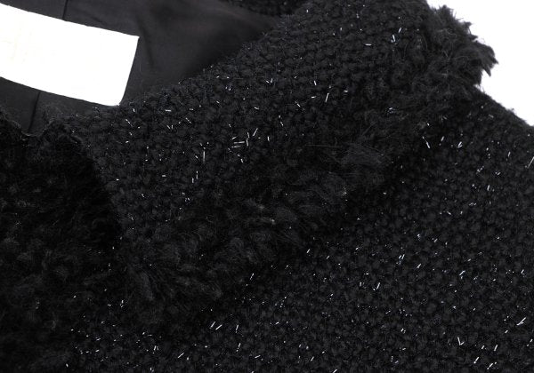 Harrods Fringe Taping Lame Tweed Jacket Black Size 2