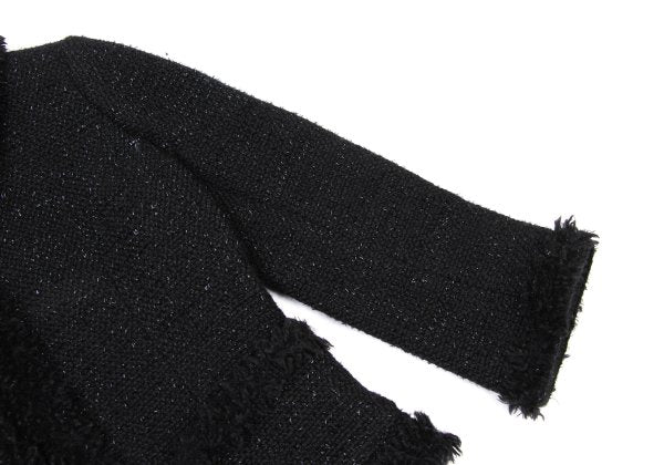 Harrods Fringe Taping Lame Tweed Jacket Black Size 2