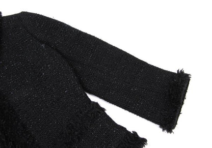 Harrods Fringe Taping Lame Tweed Jacket Black Size 2