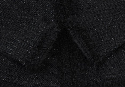 Harrods Fringe Taping Lame Tweed Jacket Black Size 2