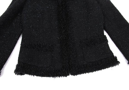 Harrods Fringe Taping Lame Tweed Jacket Black Size 2