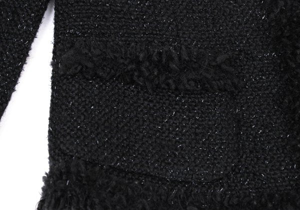 Harrods Fringe Taping Lame Tweed Jacket Black Size 2