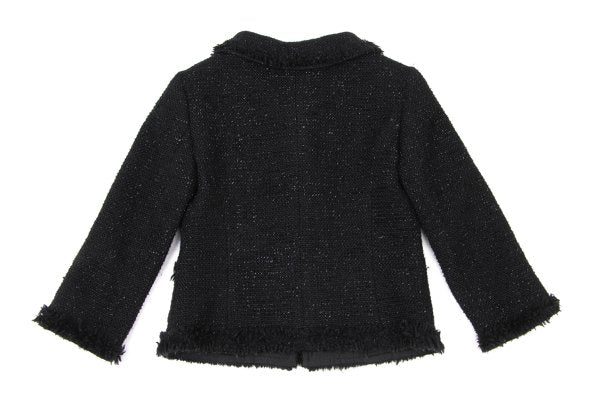 Harrods Fringe Taping Lame Tweed Jacket Black Size 2