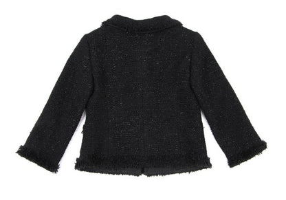 Harrods Fringe Taping Lame Tweed Jacket Black Size 2