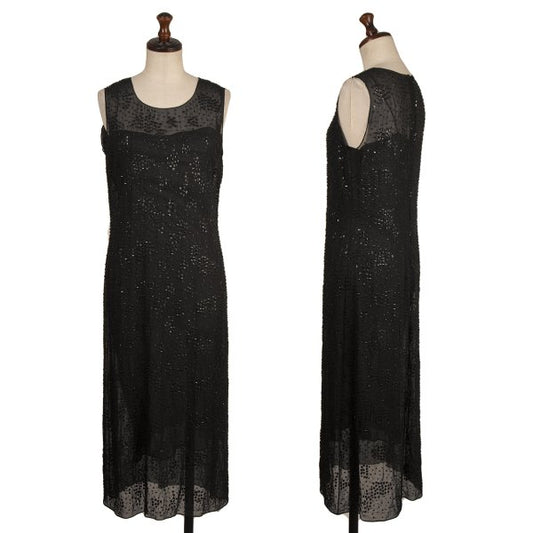 Calvin Klein Silk Chiffon Beaded Dress Black Size 4