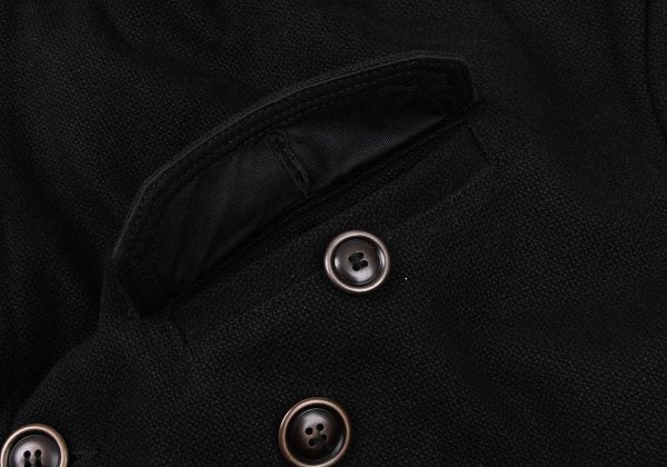 DIESEL Leather Patch Military Pea Coat Black Size S
