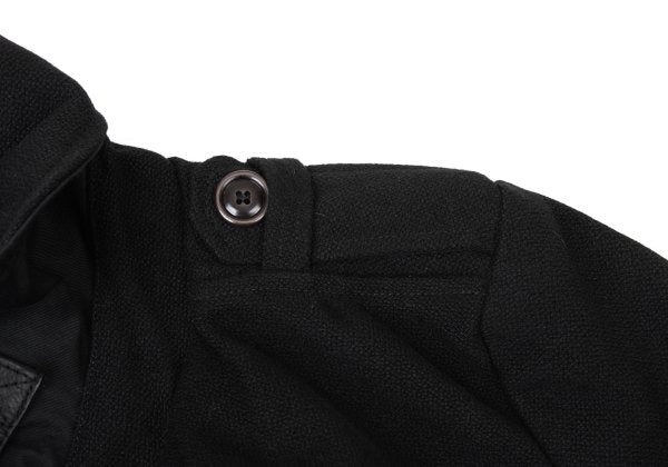 DIESEL Leather Patch Military Pea Coat Black Size S