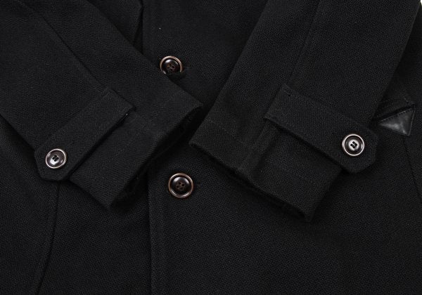 DIESEL Leather Patch Military Pea Coat Black Size S