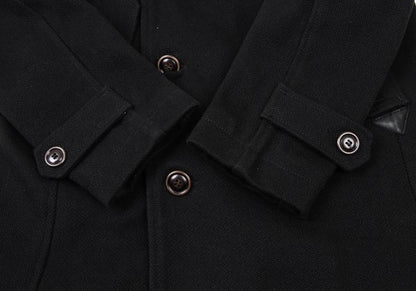 DIESEL Leather Patch Military Pea Coat Black Size S