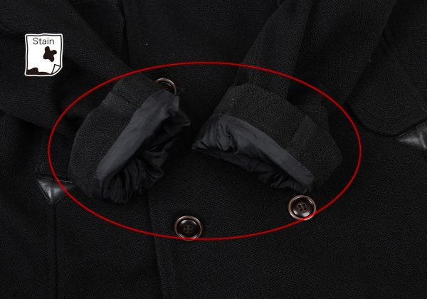 DIESEL Leather Patch Military Pea Coat Black Size S